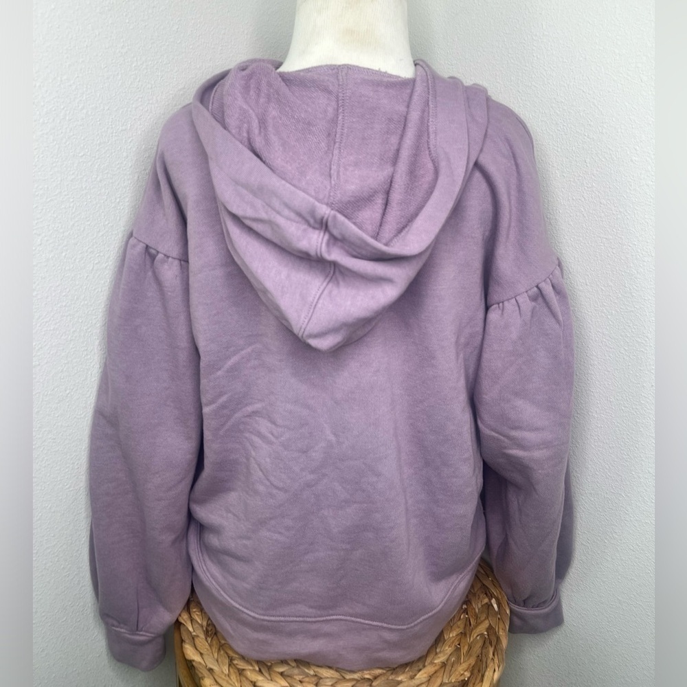 Madewell Sweatshirt Pleat-Sleeve Shrunken Hoodie Pressed Violet purple lavender - Picture 6 of 10